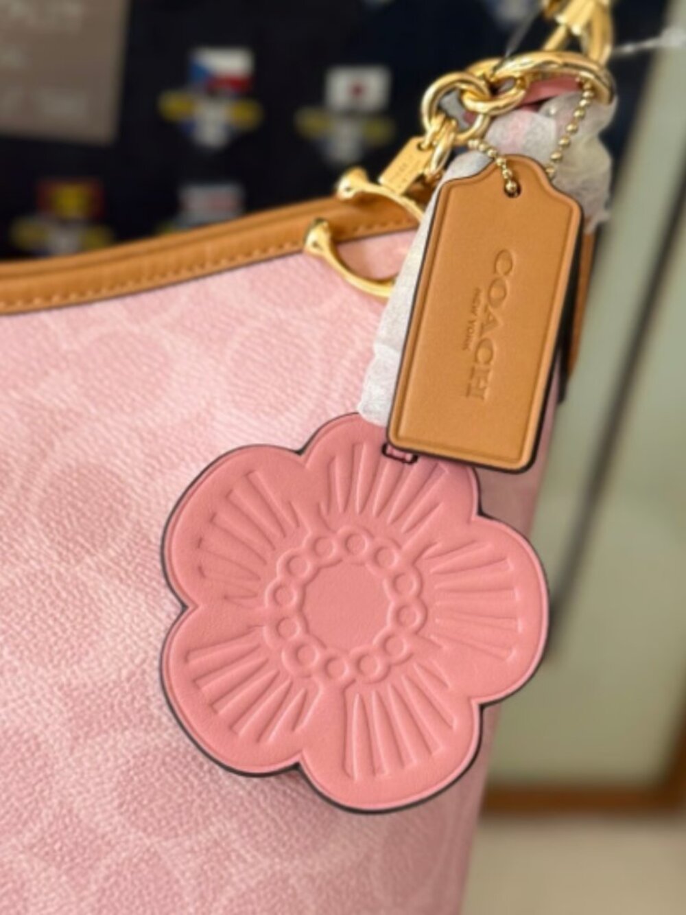 NWT Coach Gold/Powder Pink Laurel Shoulder Bag With Charms CEL12 - Picture 2 of 7